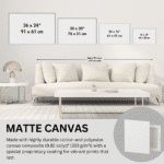 3-2 Ratio Matte Canvas size chart