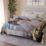 Best gift for couples – Personalized Sherpa Blanket, 60x80 inches, black background