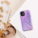 Custom iPhone case with name for her – Style 5, top view showcasing sleek design, precise cutouts, and personalized lettering. Elegant and protective.