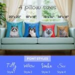 Custom cat photo pillow sizing chart