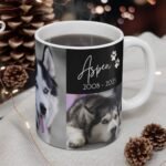Custom dog memorial mug with dog picture, contextual view