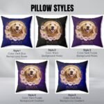 Custom dog memorial pillow with dog photo, various pillow styles