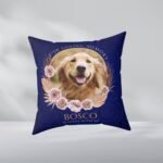 Custom dog memorial pillow with dog photo, style 1, contextual view