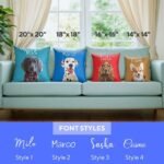Custom dog picture pillow sizing chart