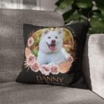 Custom dog remembrance pillow with dog photo, style 2