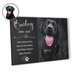 Custom pet memorial canvas print featuring a personalized pet portrait with the pet's name and a heartfelt tribute. A meaningful remembrance gift to honor a beloved pet.