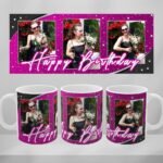 Custom photo mug, birthday gift for woman, pink color