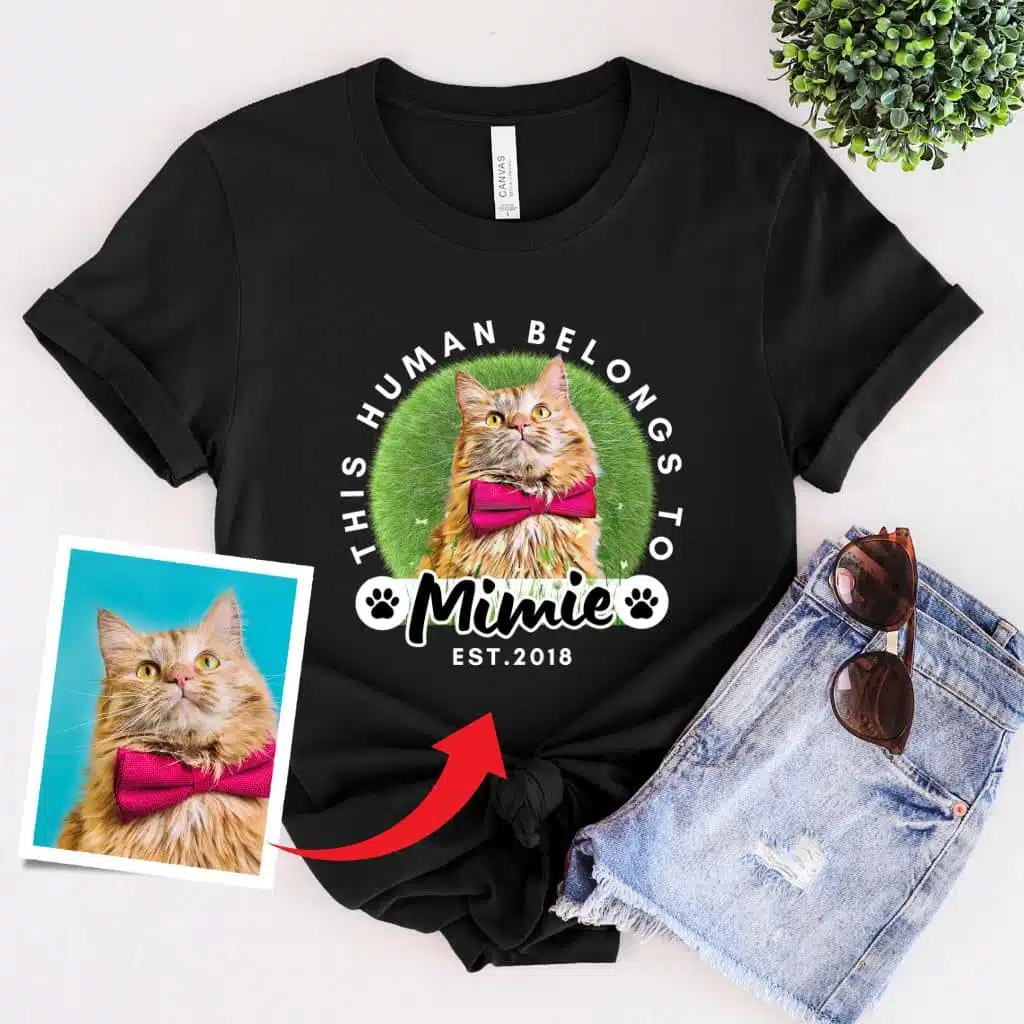 Custom cat portraint shirt, white background