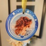 Blue memorial pet ornament, a thoughtful Christmas gift for a pet owner.