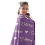 Personalized baby girl blanket with name in light purple