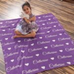 Personalized baby girl blanket with name in light purple