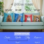 Personalized pet remembrance pillows size and font styles chart