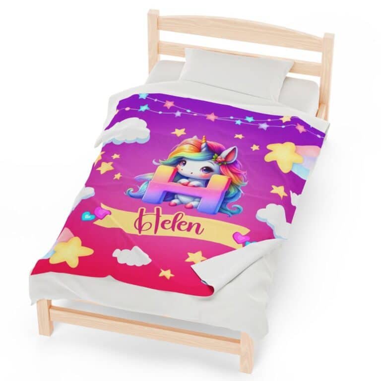Personalized unicorn blanket for baby girls with name customization