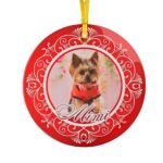Red Christmas ornament customized with a pet's photo
