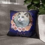 Cat memorial pillow with photo, contextual view