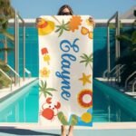 Custom beach theme towel with name
