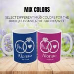 Info card about custom wedding cups with mix color design