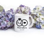 Custom wedding mug with last name, context