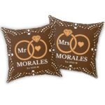 Matching color brown custom wedding pillows