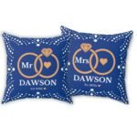 Matching color dark blue custom wedding pillows