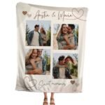 Personalized family collage photo blanket featuring multiple family pictures