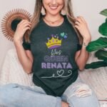 Grey heather custom name shirt for her with personalized text design