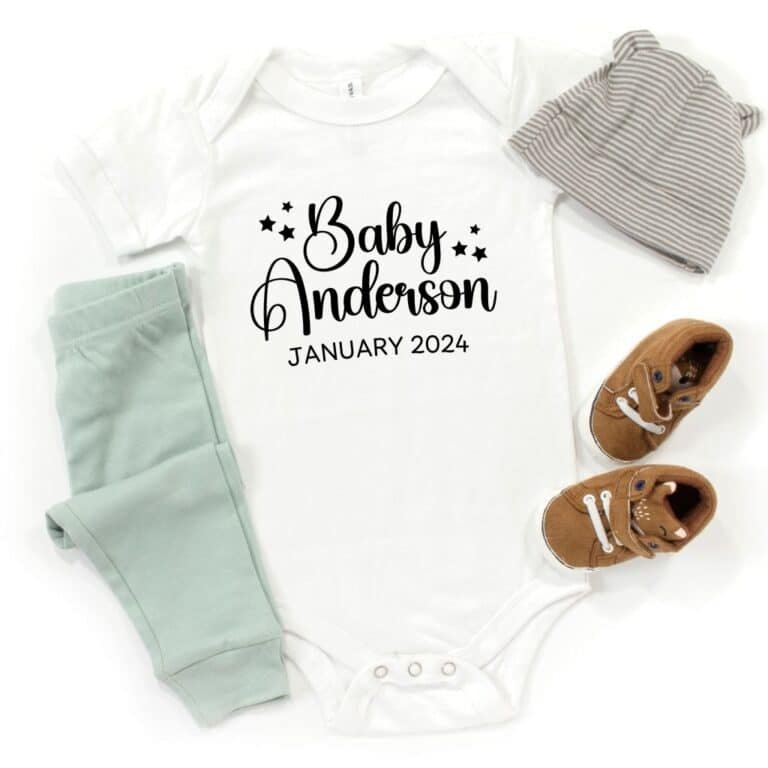 custom white newborn romper for baby girl or boy with custom name