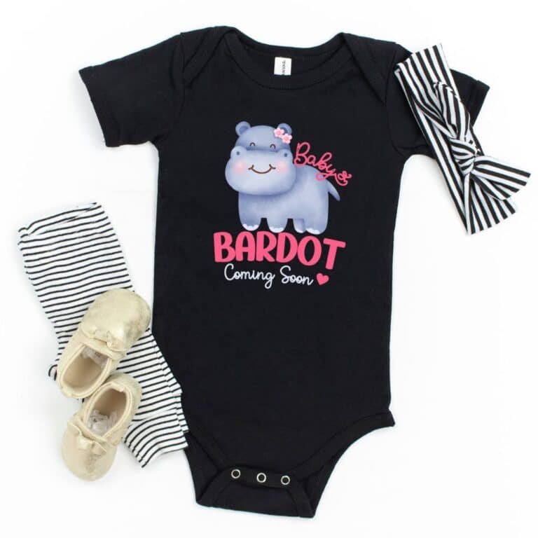 personalized bodysuit for baby girl "Cutre Hippo" in black