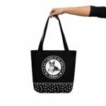 custom dog portrait bag in black, 15x15in