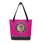 hanging personalized pet portrait bag in medium violet red, 15x15in