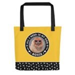 personalized pet portrait bag in yellow, fron view