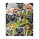Pet memory blanket in black, 50x60in, featuring a pet photo collage on a beautiful background with a bone pattern