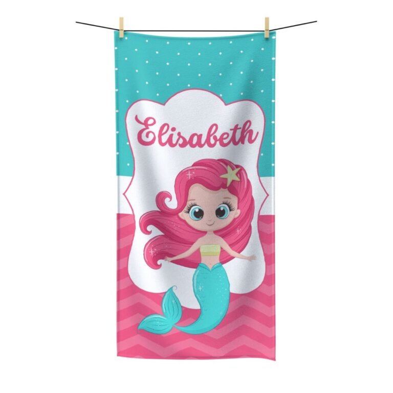 Cuatom name mermaid towel for girls