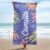 Personalized tropical towel with name for her in medium blue slate – features bold tropical leaf design and custom name, perfect for beach days or poolside relaxation