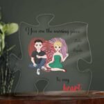 Acrylic puzzle plaque personalized with couple names, Valentine’s Day keepsake