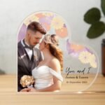 You and I heart shaped acrylic gift for couples in a lifestyle setting